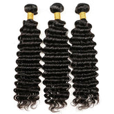 3 Natural Black Deep Wave Bundles Package